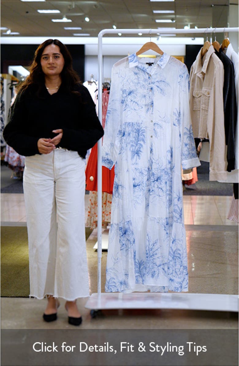 Placed Floral Long Sleeve Maxi Shirtdress, sales video thumbnail