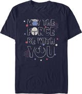Star Wars: The Mandalorian Men's Star Wars The Mandalorian May The Force And Fireworks Graphic T-Shirt