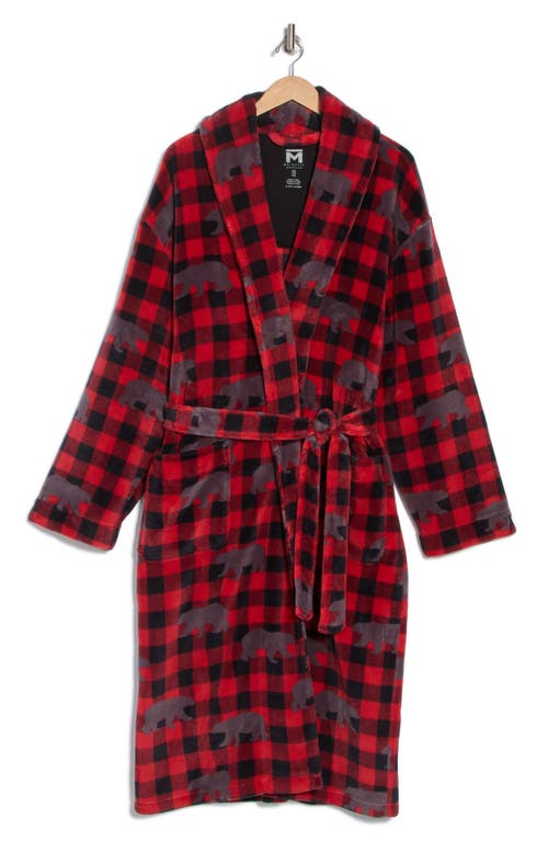 Majestic International Buffalo Check Plush Shawl Robe