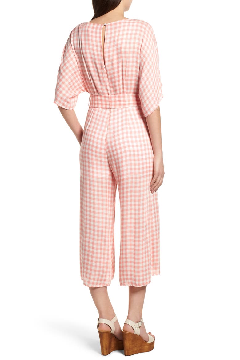 Brunch Gingham Jumpsuit, Alternate, color, GRAPEFRUIT PINK