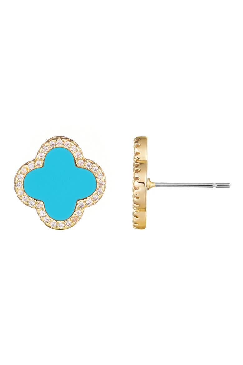 Clover Stud Earrings, Alternate, color, BLUE