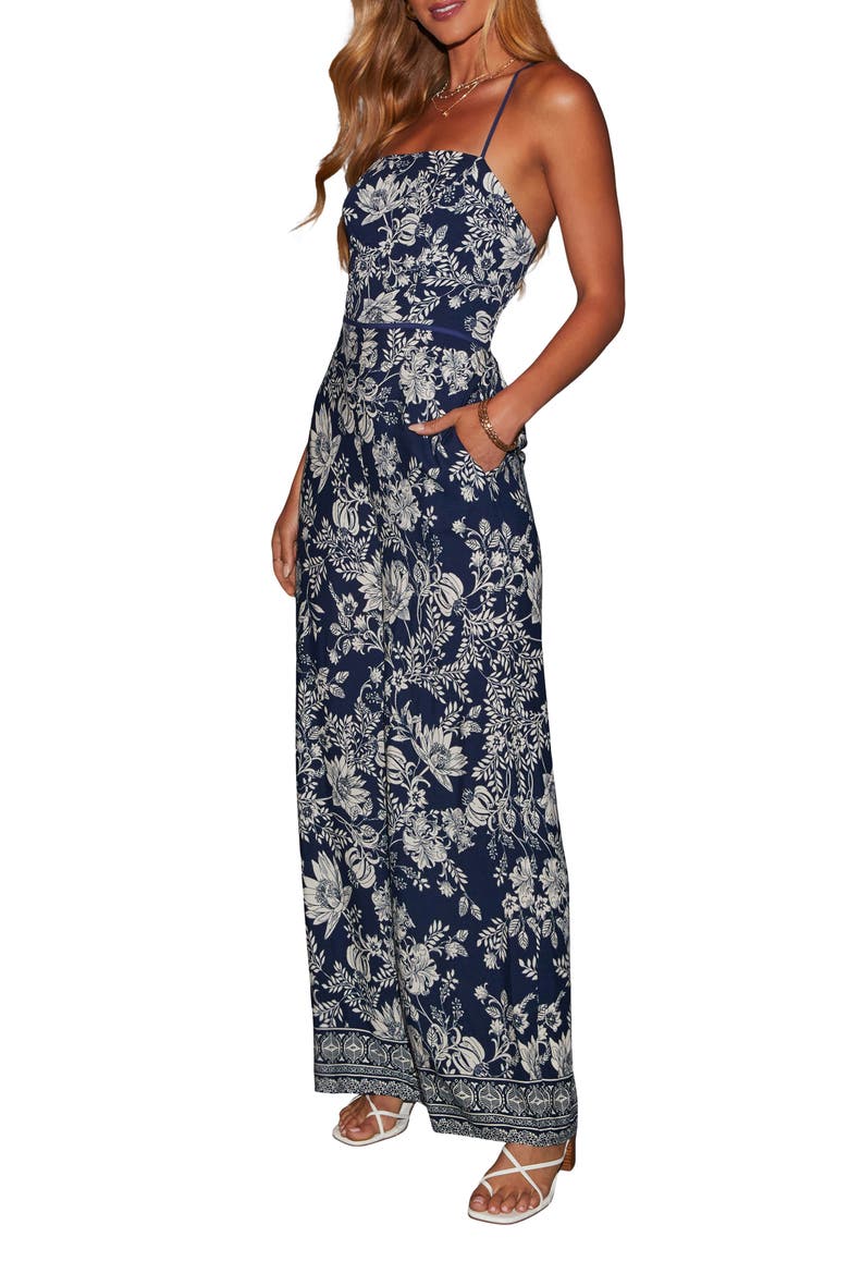 Florencia Wide Leg Jumpsuit, Alternate, color, NAVY/ WHITE