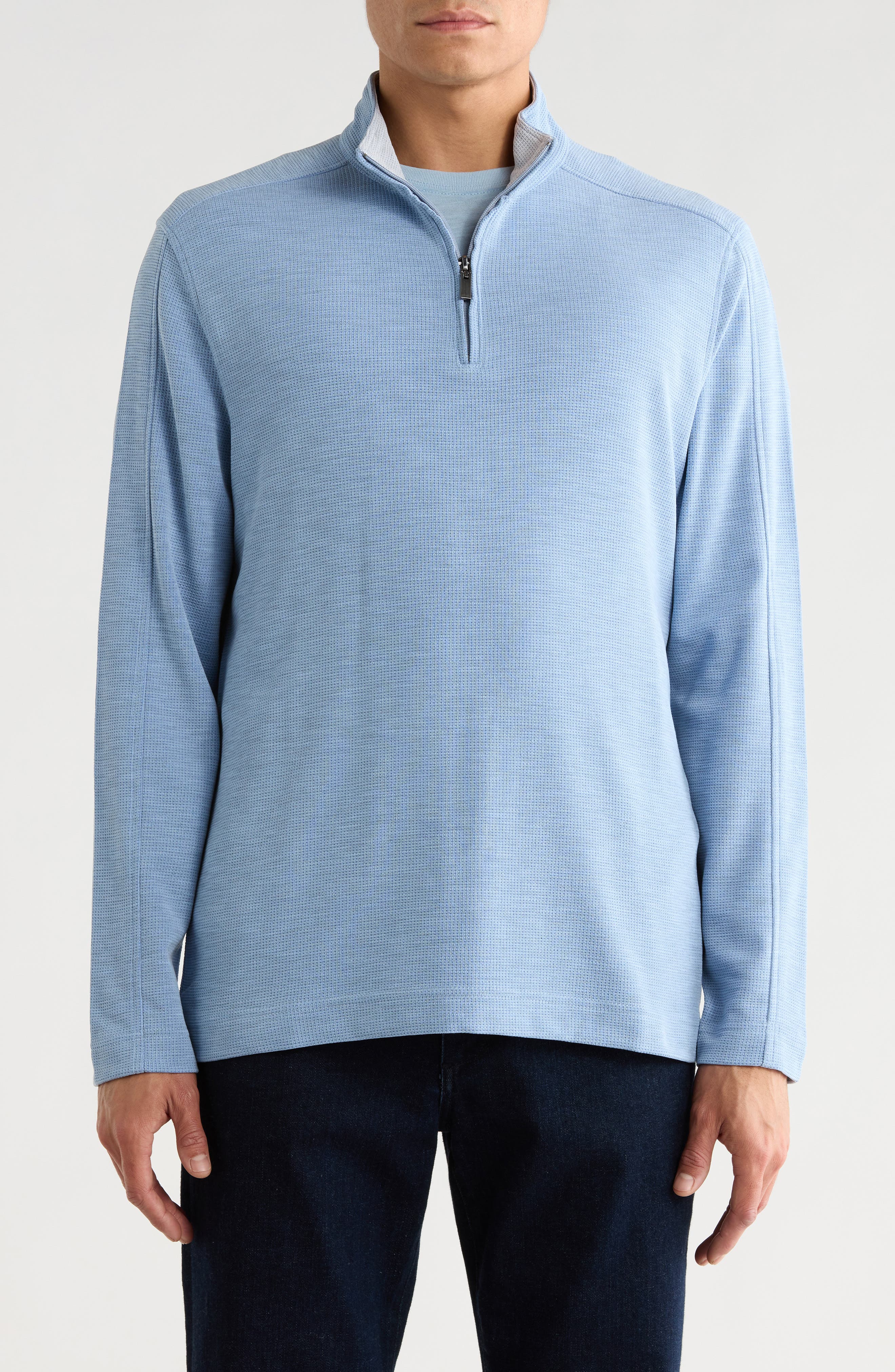 NICOBY Heather Waffle Stitch Polynosic Quarter Zip Pullover
