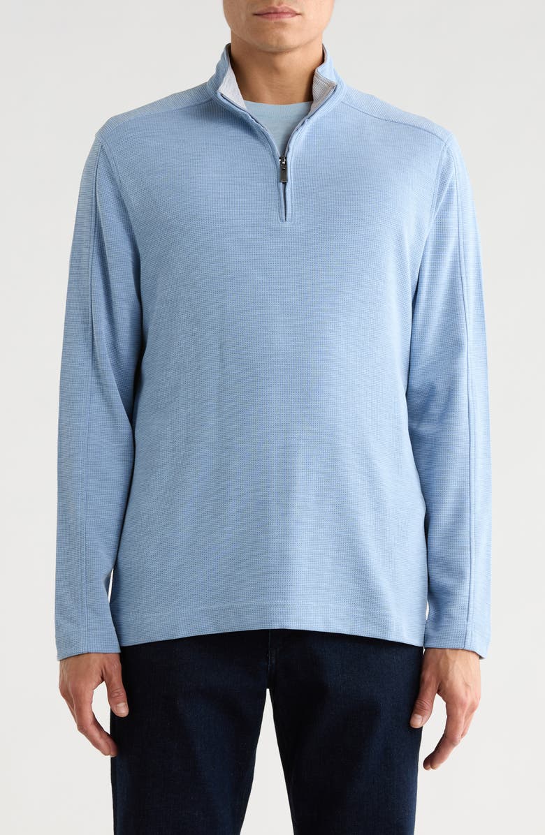 NICOBY Heather Waffle Stitch Polynosic Quarter Zip Pullover, Main, color, Periwinkle