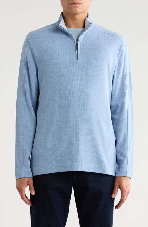 Heather Waffle Stitch Polynosic Quarter Zip Pullover
