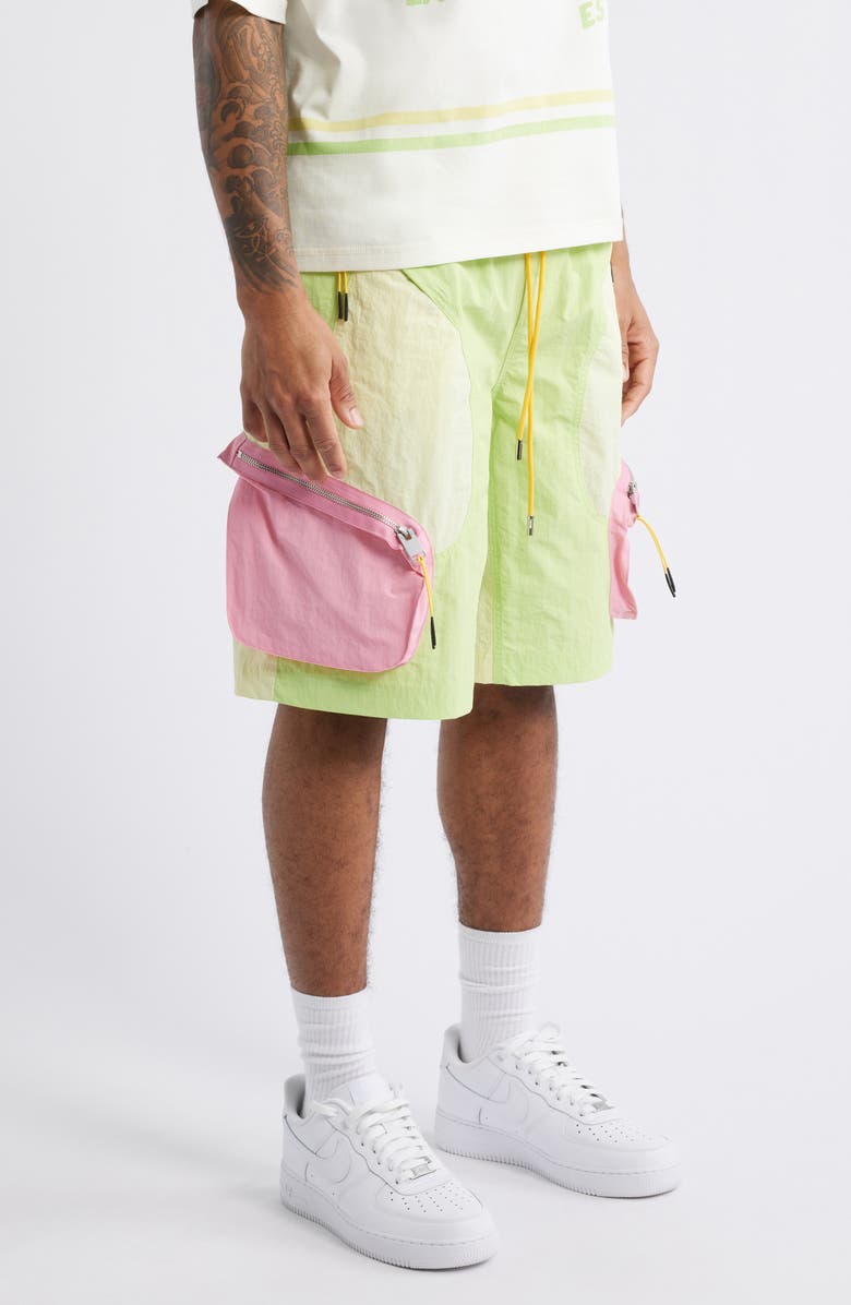 DIET STARTS MONDAY Nylon Colorblock Cargo Shorts, Alternate, color, 