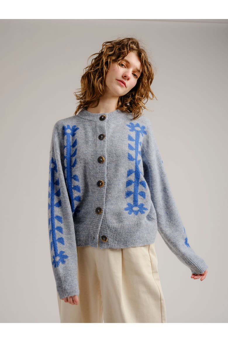 Flower Power Alpaca Cardigan, Main, color, Bluebell