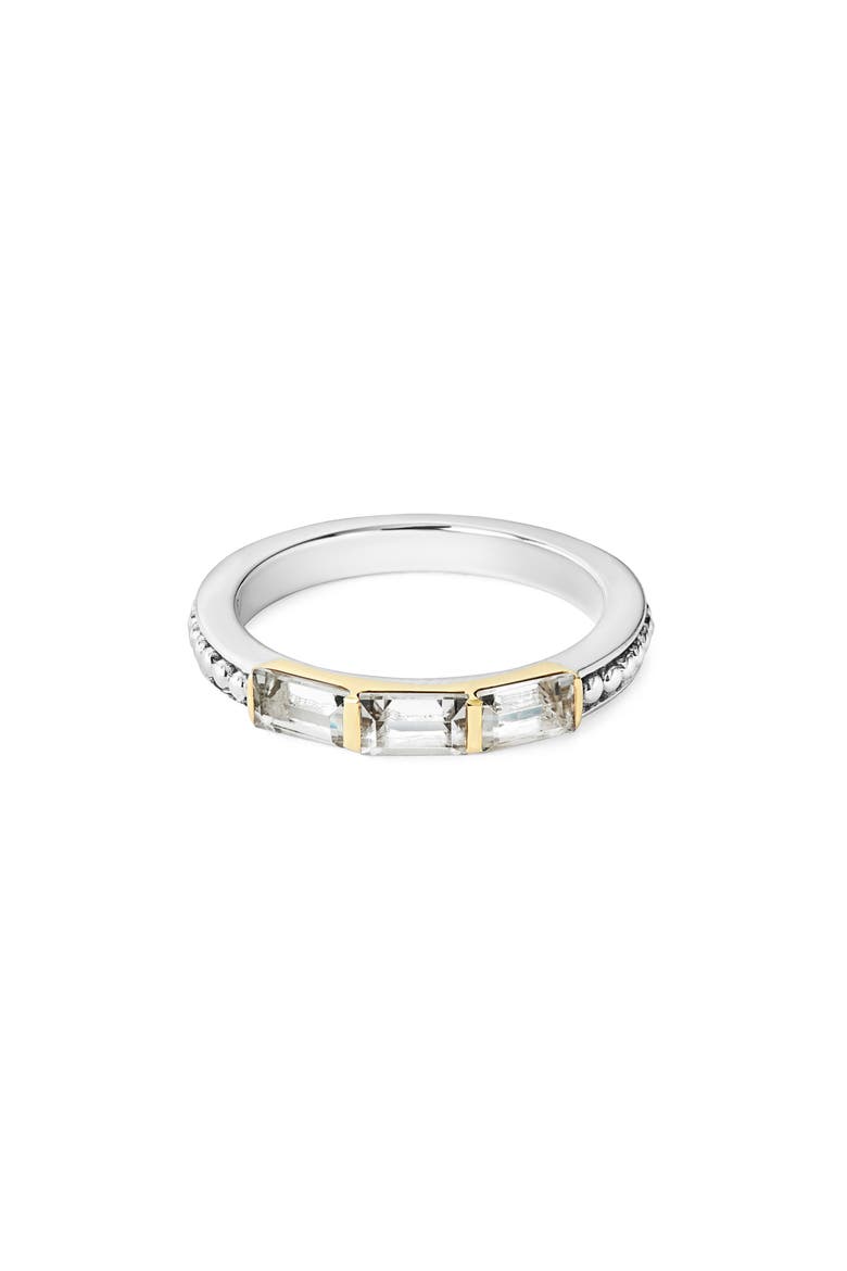 Rittenhouse Gemstone Baguette Stackable Ring, Main, color, SILVER/ 18K GOLD/ WHITE TOPAZ