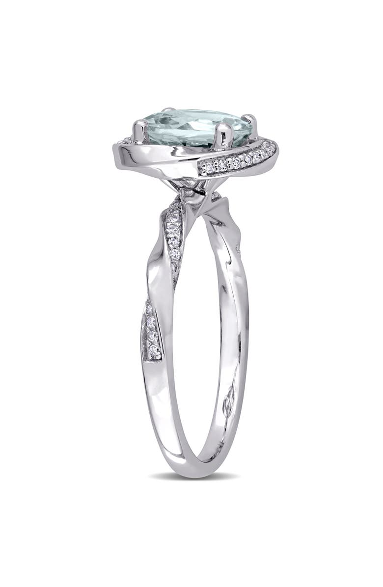 Julianna B. Aquamarine & Diamond Swirl Halo Ring 10k, Alternate, color, Aquamarine