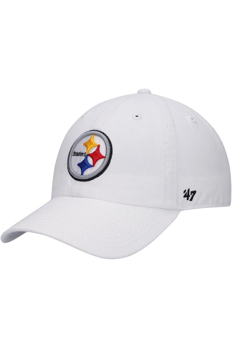 Men's '47 White Pittsburgh Steelers Logo Clean Up Adjustable Hat, Main, color, White