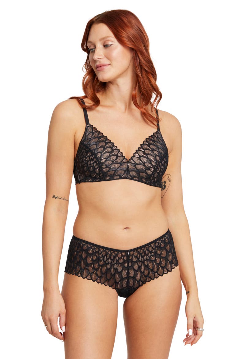 Lacey Wire Free Bra, Alternate, color, BLACK