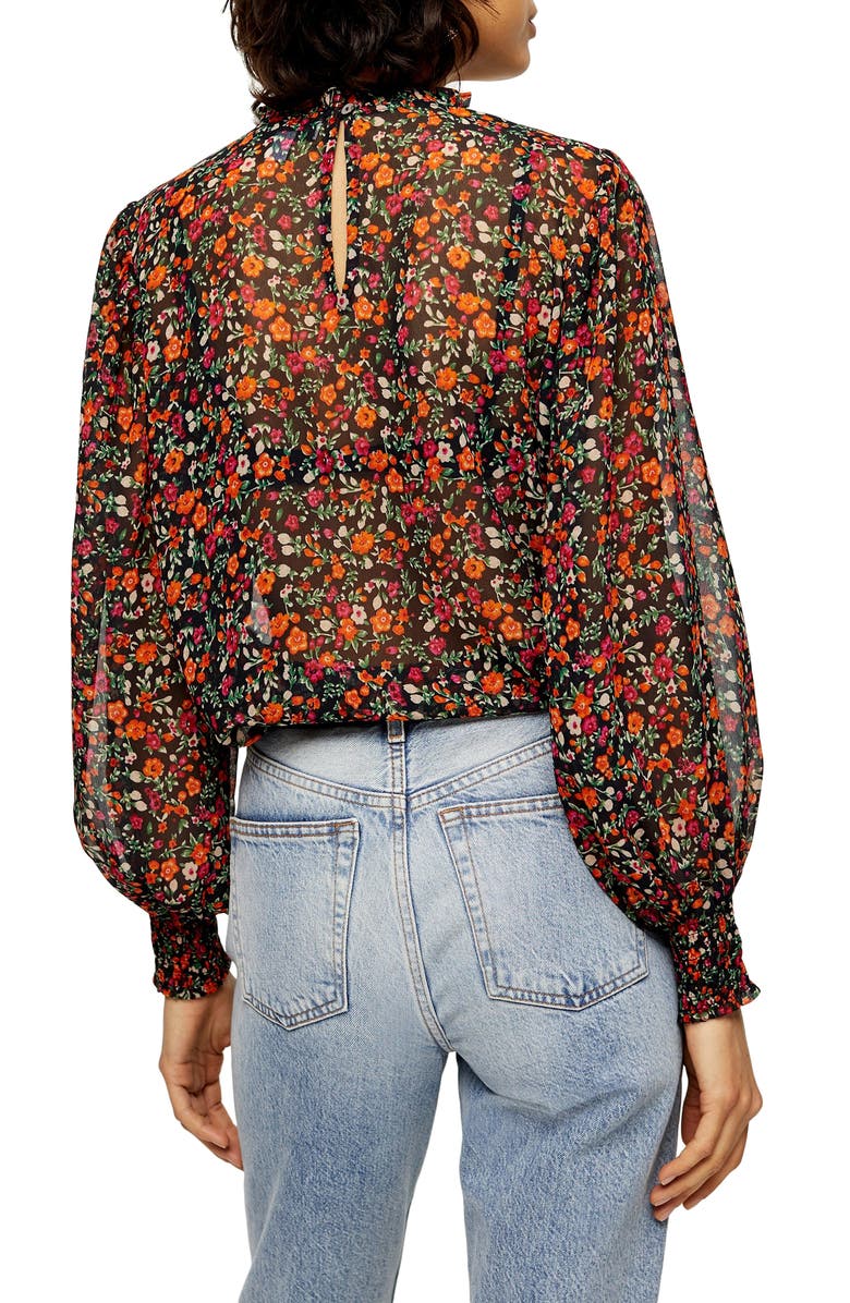 Topshop Ditsy Floral Print Blouse, Alternate, color, 