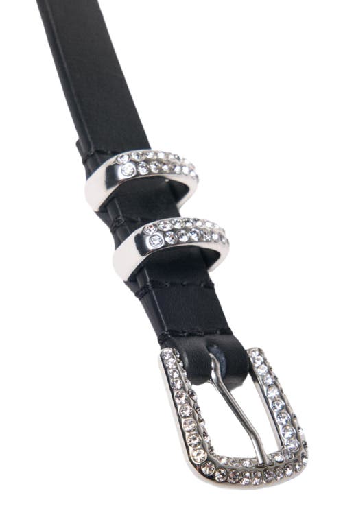 Maje Slim Belt With Diamanté Buckle In Brown