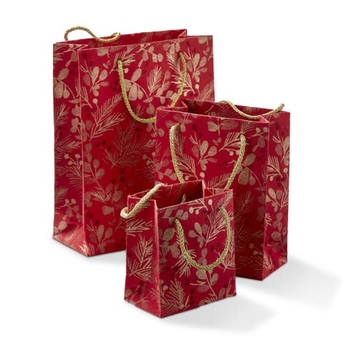 Set of 3 Red Christmas Gift Bags for Holiday Decor