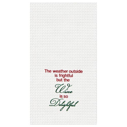 C & F Home C&f Home Wine Is So Delightful Waffle Weave Cotton Kitchen Towel In White
