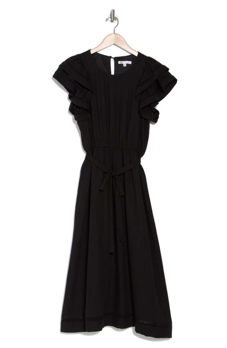 DR2 by Daniel Rainn Double Ruffle Flutter Sleeve Fit & Flare Midi Dress, Alternate, color,