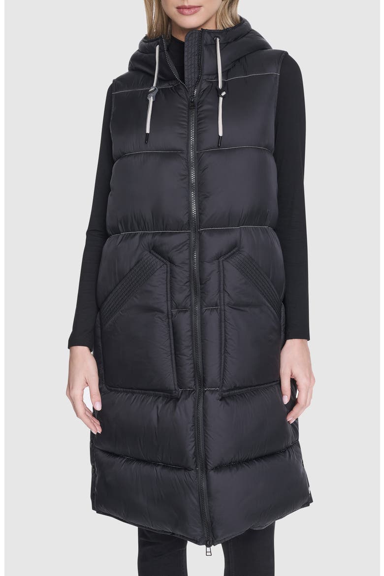 Kerr Hooded Longline Puffer Vest, Main, color, BLACK