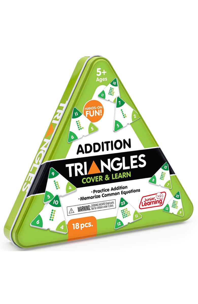 Junior Learning Addition Triangles,- Cover & Learn, Memorize Equations, Alternate, color, Multicolored