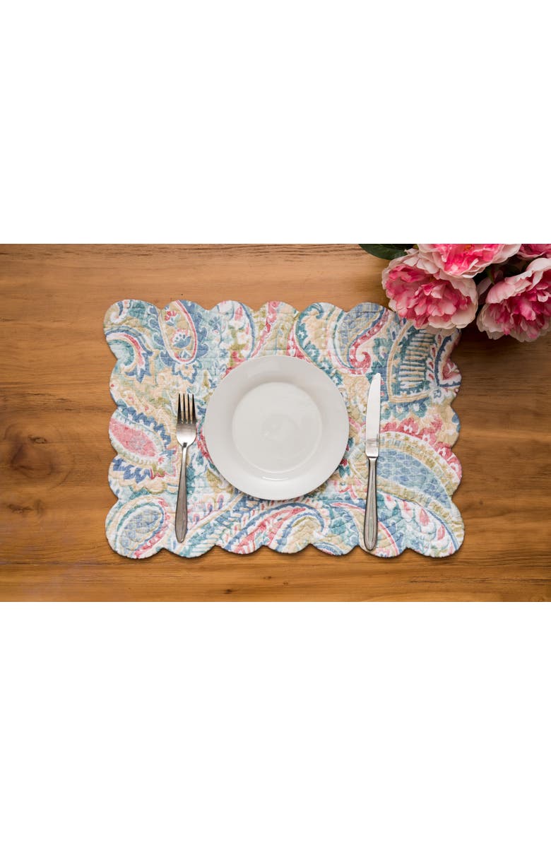C&F Home Maisie Cotton Quilted Reversible Placemats Set of 6, 13" x 19", Alternate, color, Yellow