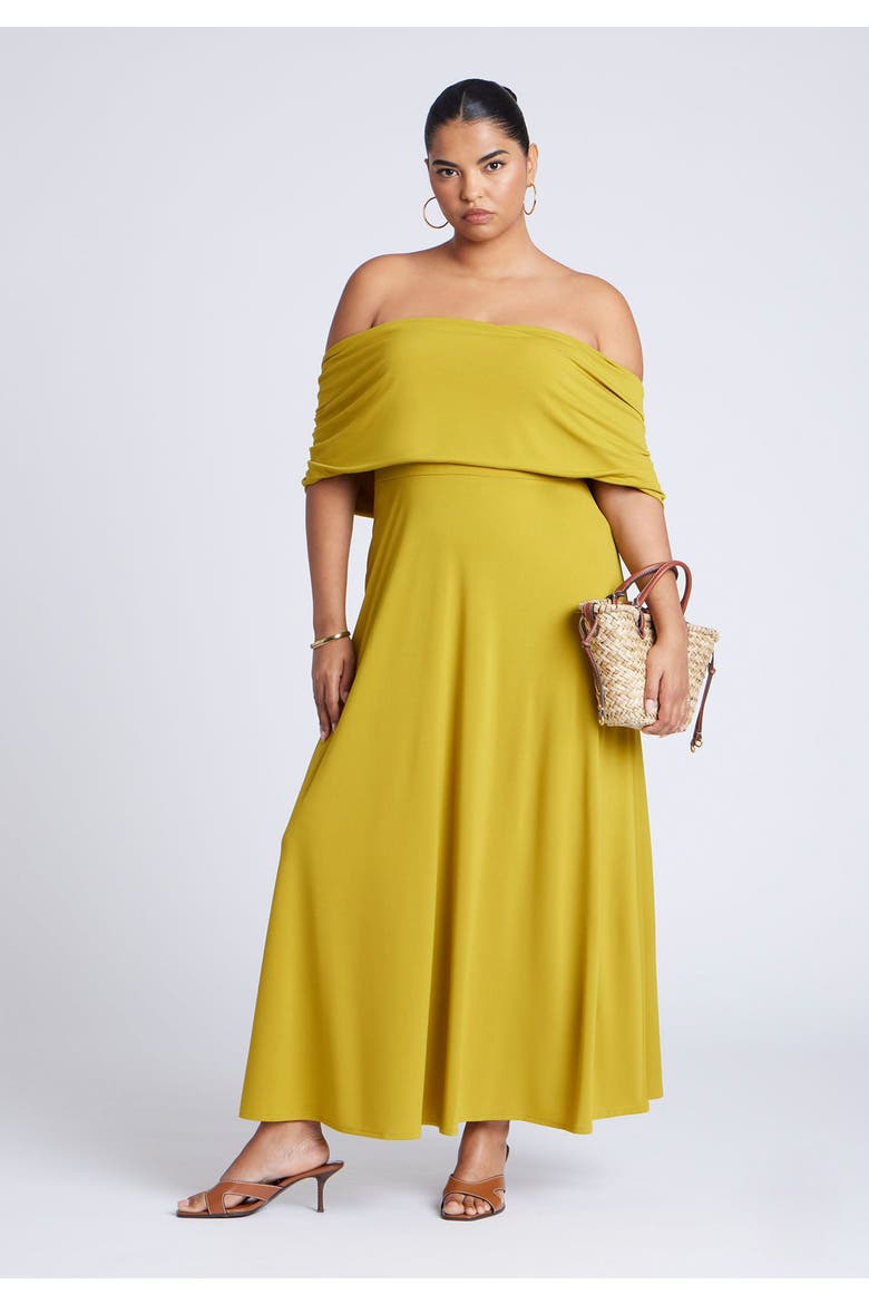 Off The Shoulder Knit Maxi Dress, Alternate, color, AVOCADO OIL