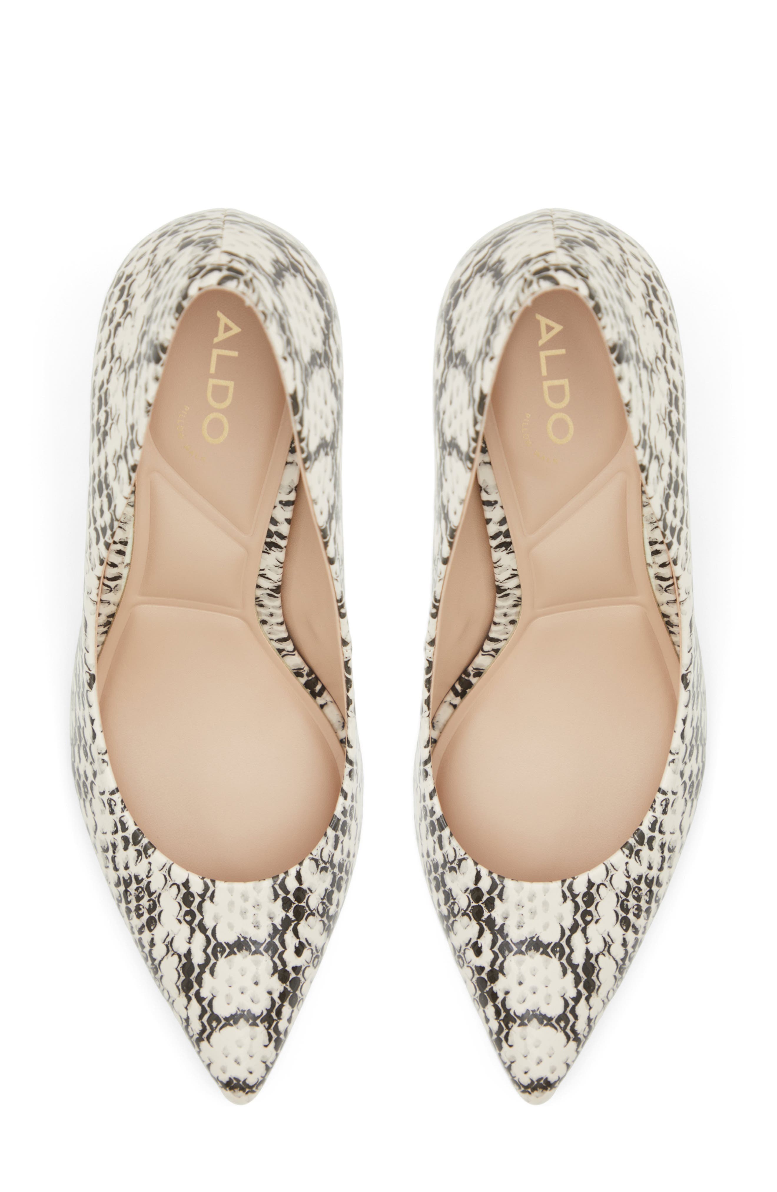 ALDO Stessy Pointed Toe Pump, Alternate, color, Cream/ Black Embossed