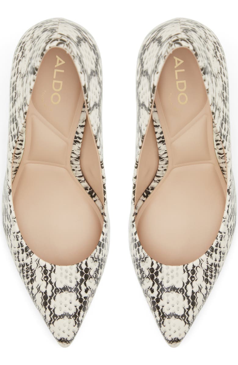 ALDO Stessy Pointed Toe Pump, Alternate, color, Cream/ Black Embossed