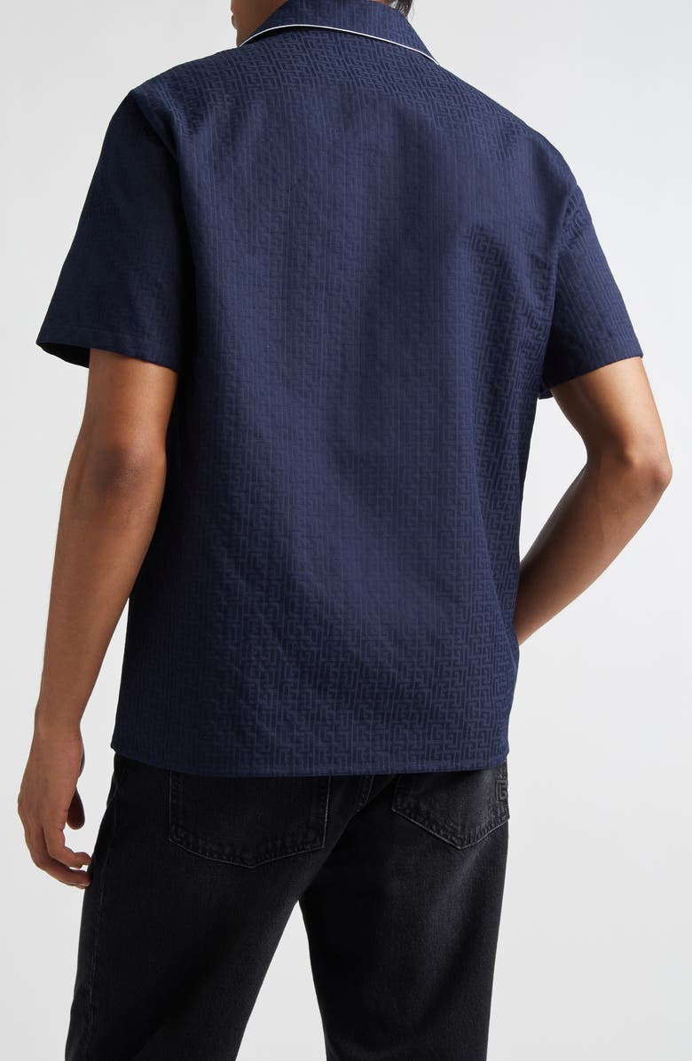 Balmain Monogram Jacquard Pajama Shirt, Alternate, color, 6Ub Marine