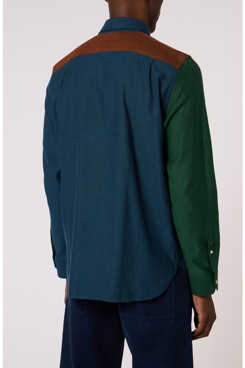 Regular Fit Colorblock Cotton Shirt, Alternate, color, PETROL BLUE