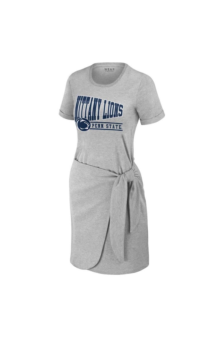 Women's WEAR by Erin Andrews Heather Gray Penn State Nittany Lions Knotted T-Shirt Dress, Alternate, color, Heather Gray