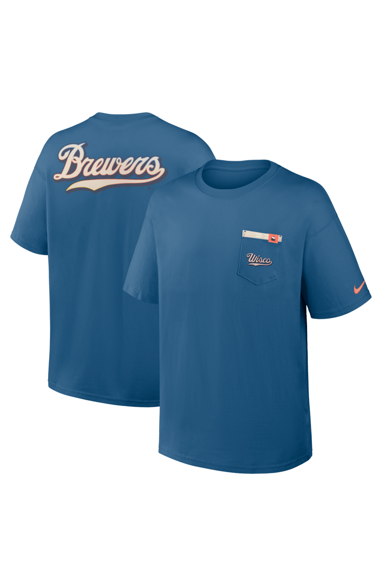 Nike Men's Nike Blue Milwaukee Brewers City Connect Max90 Pocket T-Shirt, Main, color, Blue