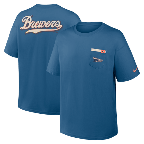 Men's Nike Blue Milwaukee Brewers City Connect Max90 Pocket T-Shirt