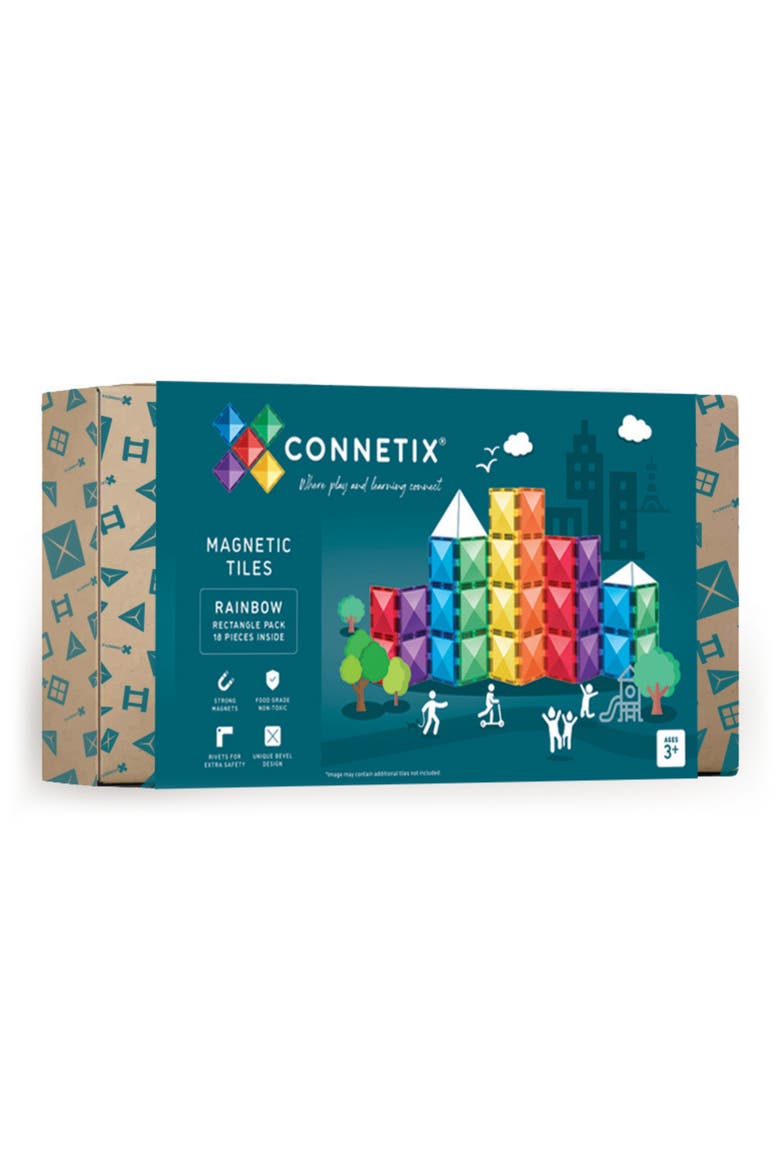 Kids' Rainbow Magnetic Tiles 18-Piece Rectangle Pack, Main, color, RAINBOW