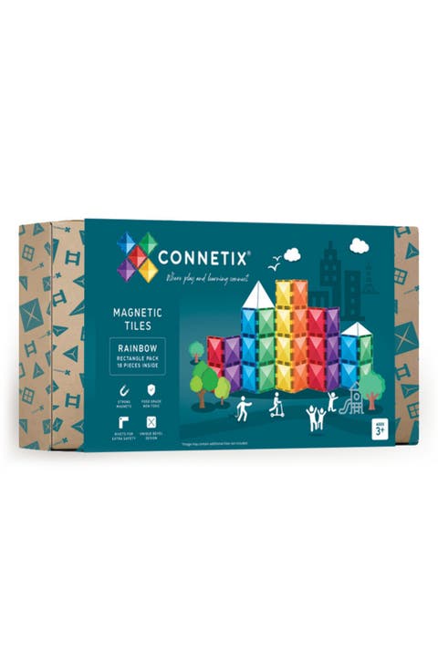 Kids' Rainbow Magnetic Tiles 18-Piece Rectangle Pack