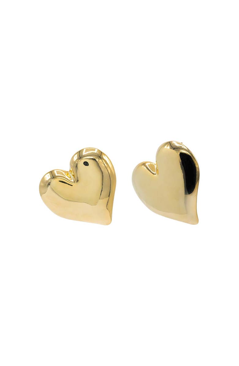 BY ADINA EDEN Puffy Chunky Heart Stud Earring, Main, color, Gold