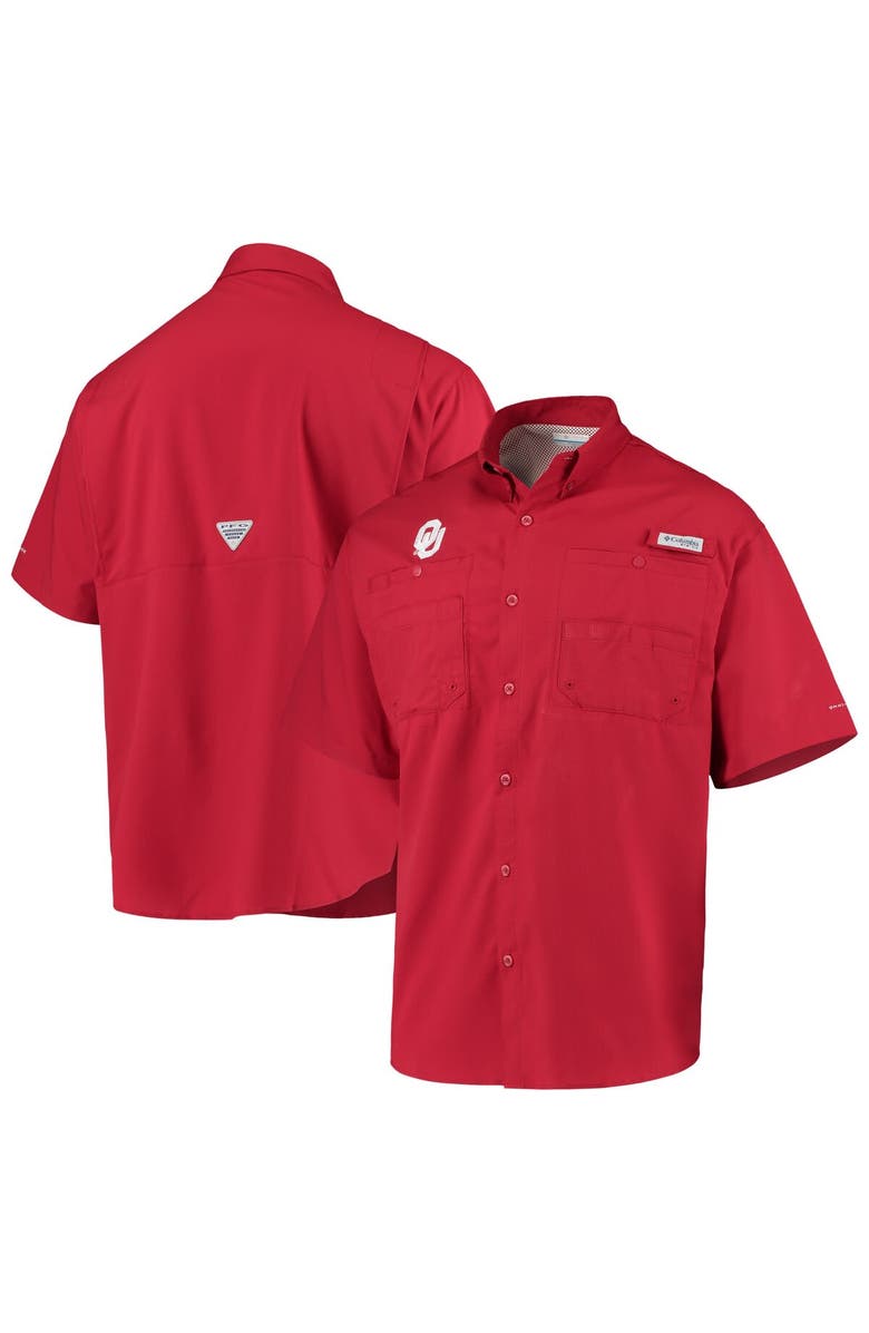 Columbia Men's Columbia Crimson Oklahoma Sooners PFG Tamiami Omni-Shade Button-Down Shirt, Alternate, color, Crimson