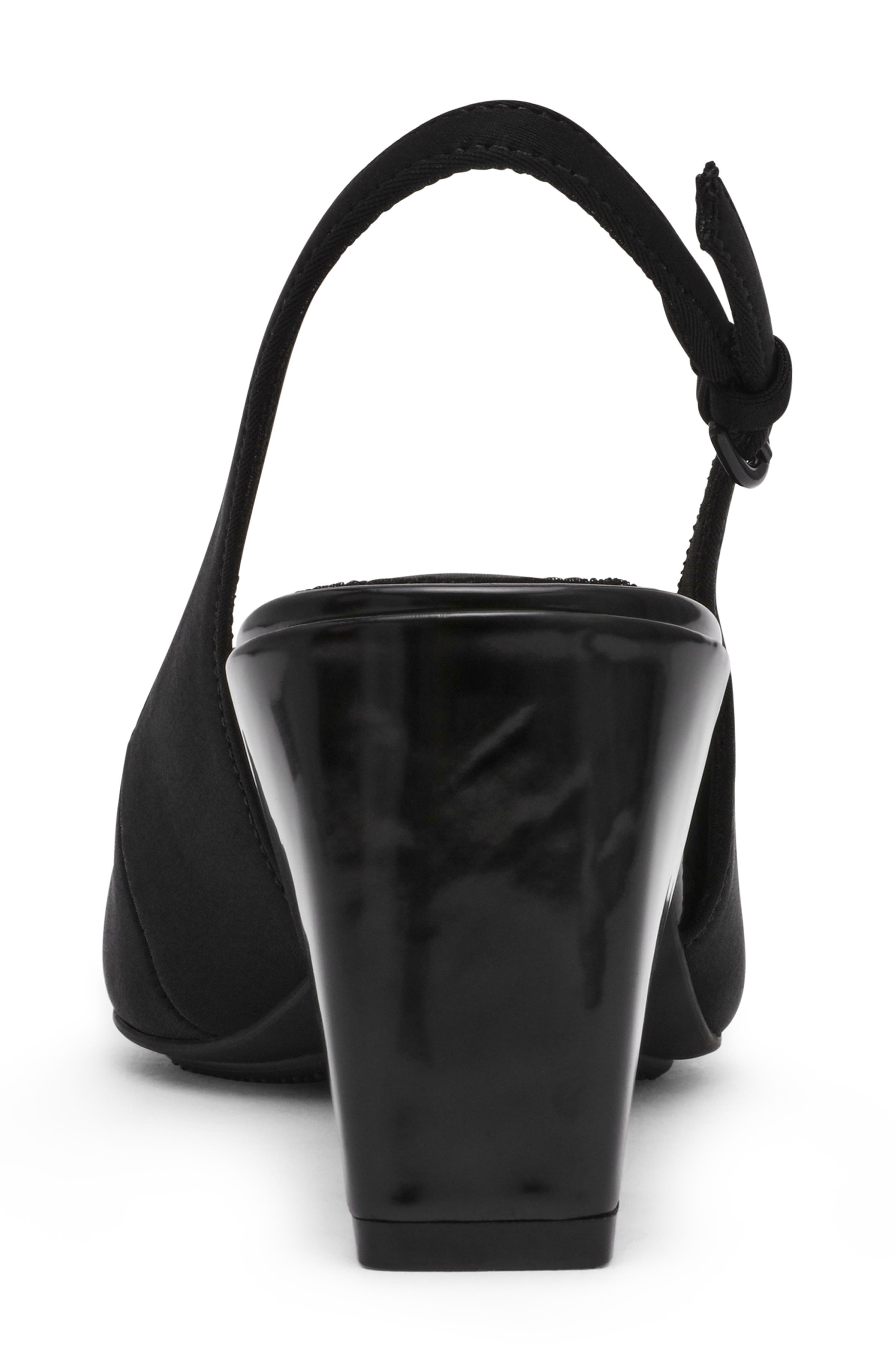 Anne Klein Royce Slingback Pointed Toe Pump, Alternate, color, Black Stretch