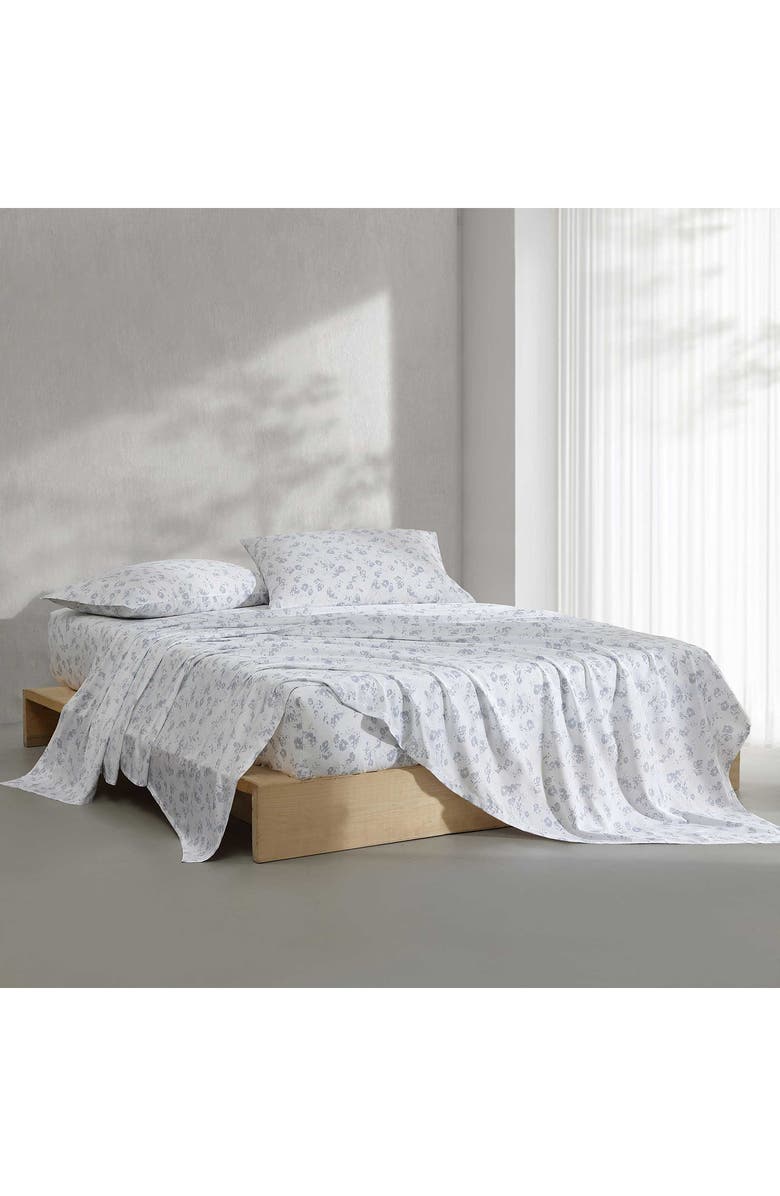 Calvin Klein Tossed Micro Floral 300 Thread Count Sateen Sheet Set, Alternate, color, Pale Blue