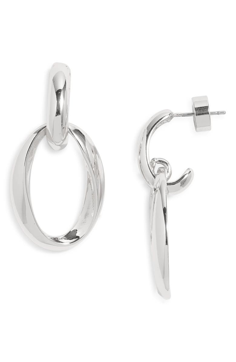 Nordstrom Twisted Oval Hoop Earrings, Main, color, Silver