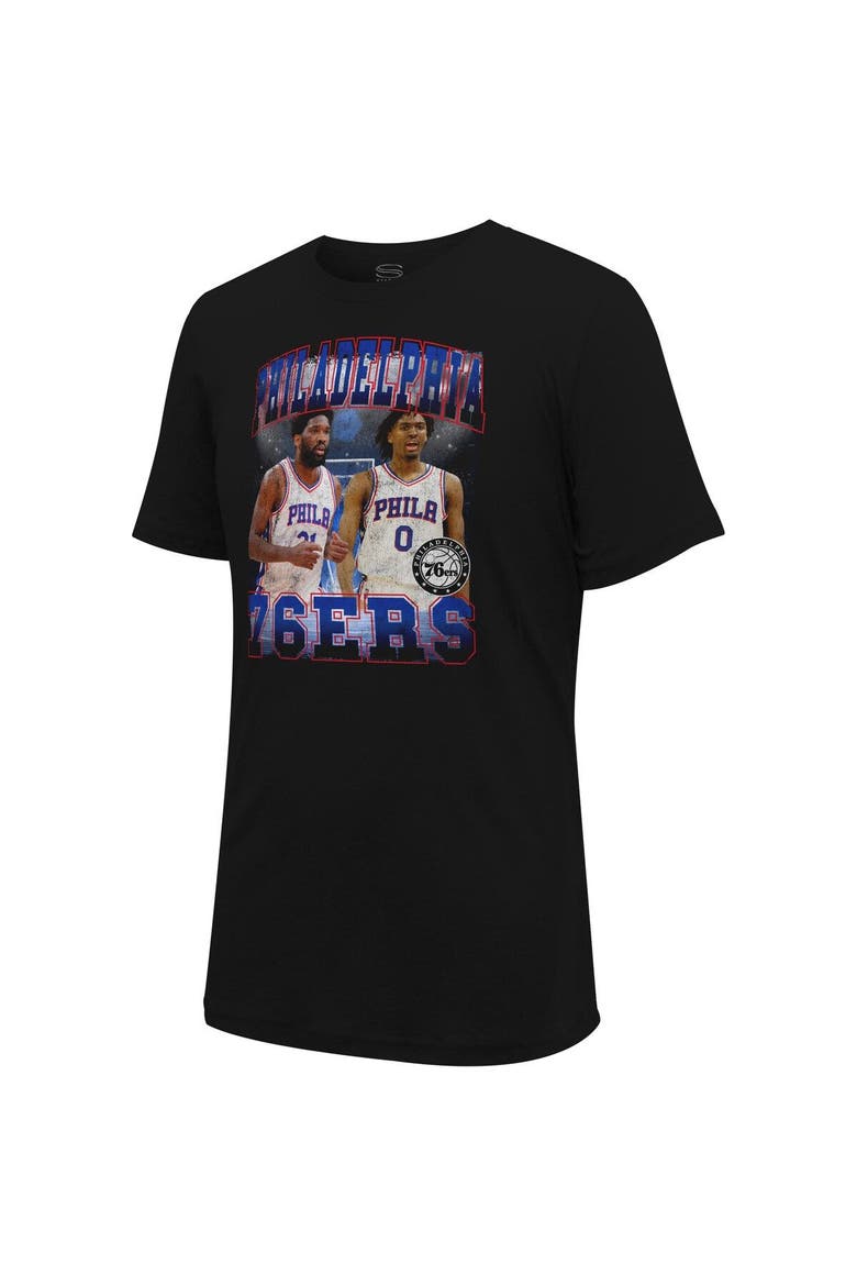 Unisex Stadium Essentials Joel Embiid & Tyrese Maxey Black Philadelphia 76ers Player Duo T-Shirt, Alternate, color, Black