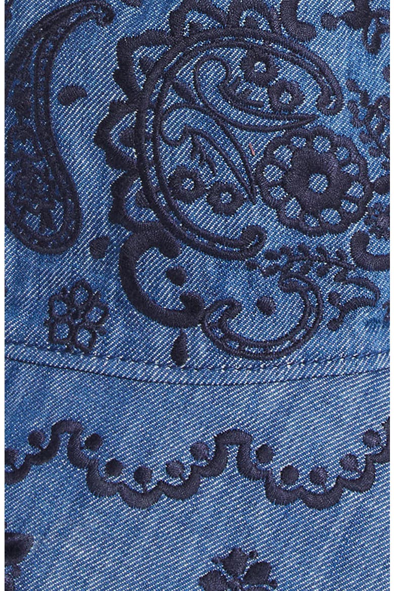 Paisley Embroidered Denim Bucket Hat, Alternate, color, RAILWAY BLUE