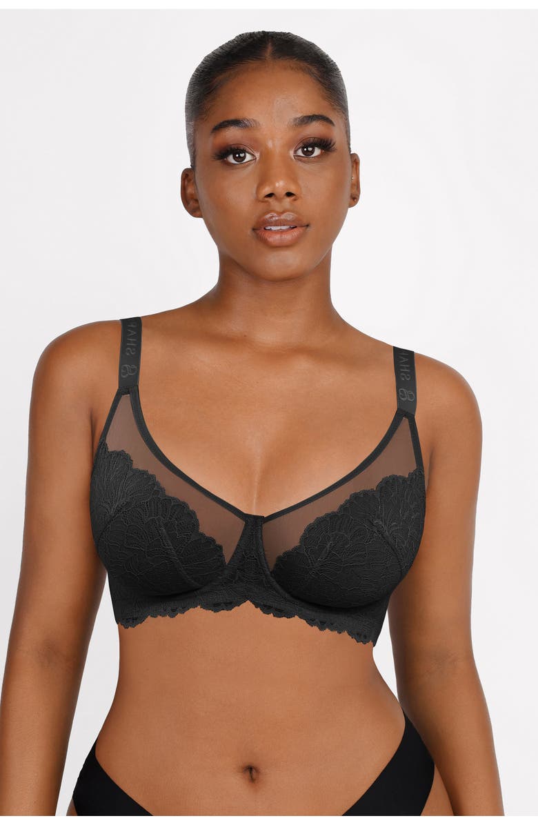 Shapellx Supportive Unlined Lace Underwired Bra, Alternate, color, Classic Black