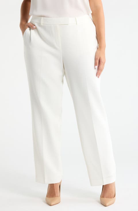 Flat Front Straight Leg Pants (Plus)