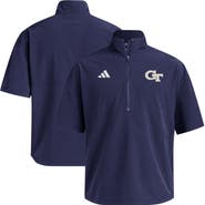 adidas Men's adidas  Navy Georgia Tech Yellow Jackets Woven Quarter-Zip Short Sleeve Pullover