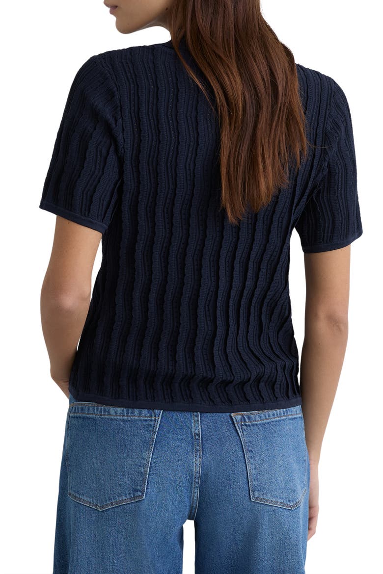 Audrey Texture Knit Button-Up Shirt, Alternate, color, NAVY