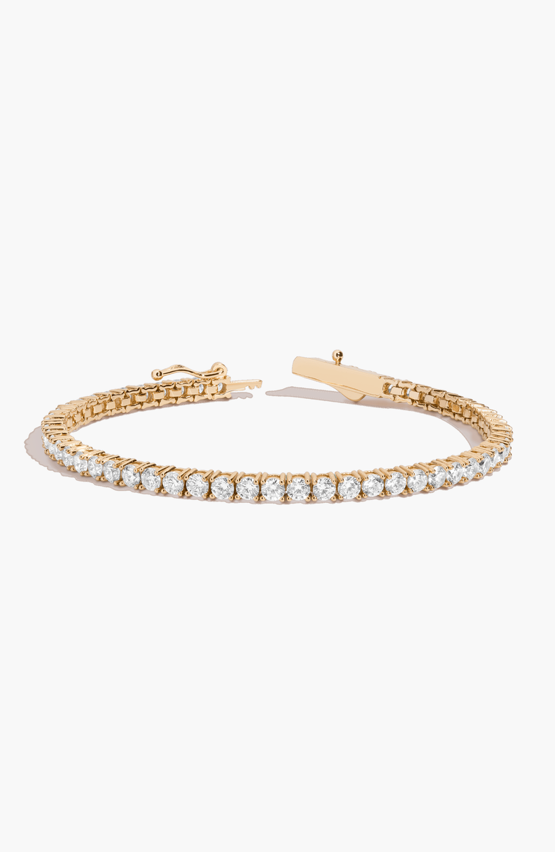Aurate New York Lab Grown 6ct White Sapphire Tennis Bracelet, Main, color, Yellow Vermeil