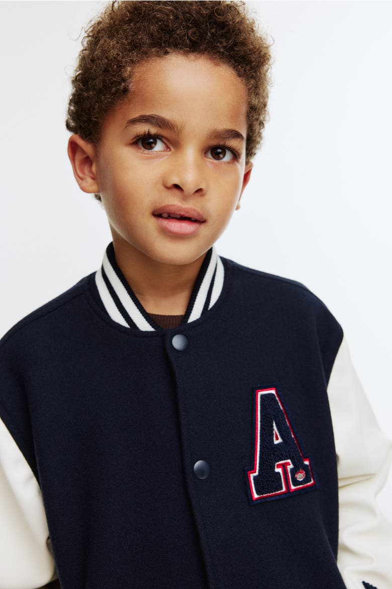 Motif-detail Baseball Jacket, Alternate, color, Navy blue/New York City