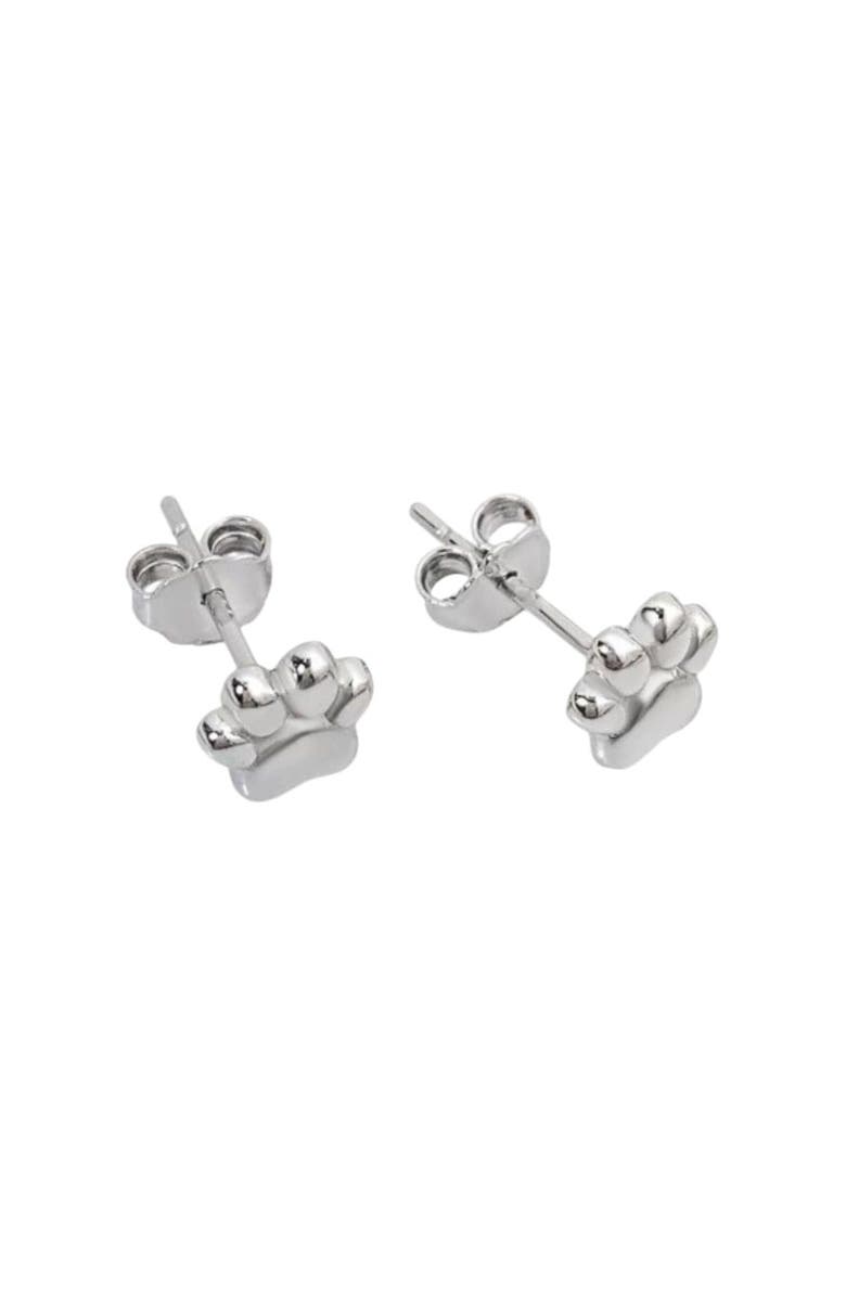 DLORIA Pawfect Mini Paw Print Stud Earrings, Alternate, color, Silver