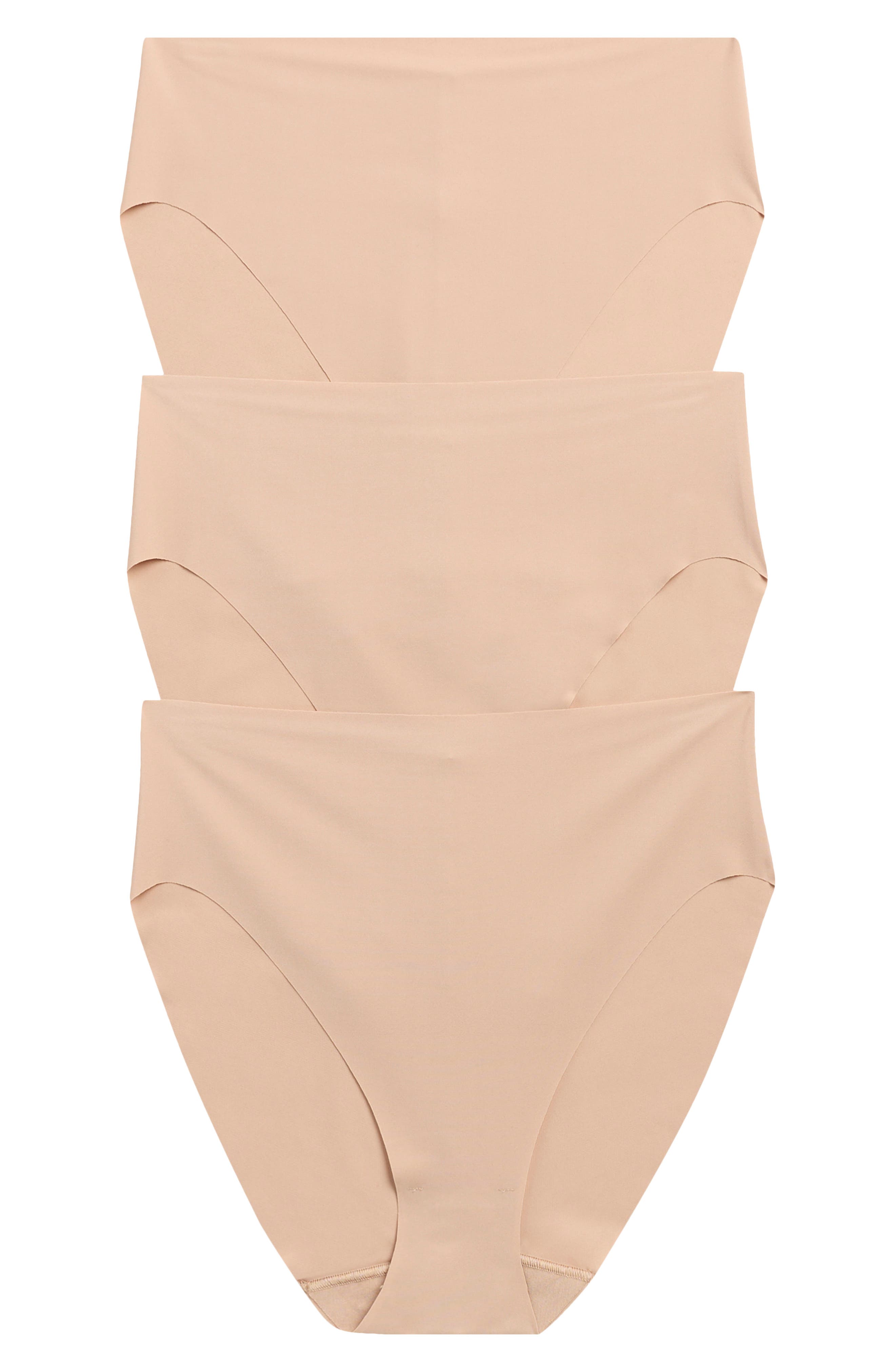 Nordstrom Invisible Edge Assorted 3-pack High Cut Briefs In Tan Warm