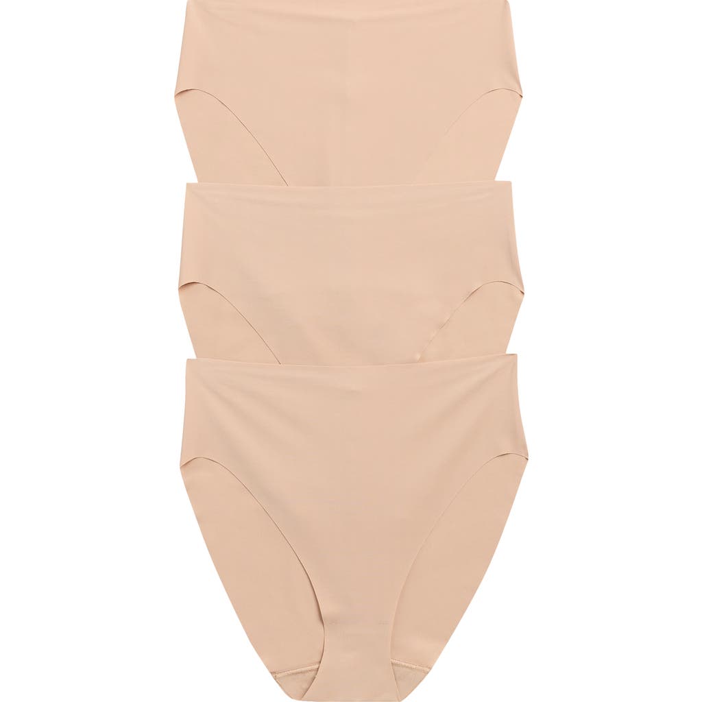 Nordstrom Invisible Edge Assorted 3-pack High Cut Briefs In Tan Warm