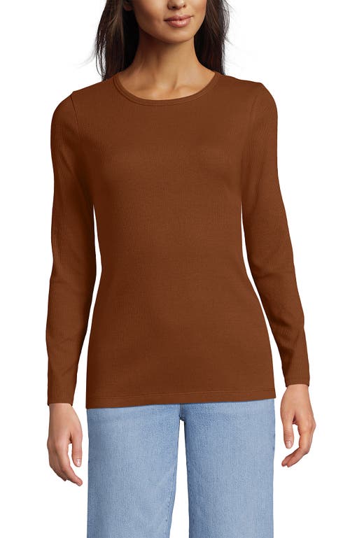 Lands' End Cotton Rib T-shirt In Brown